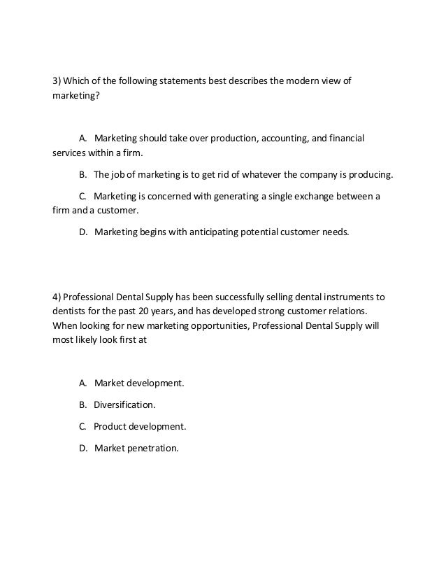 from a micro view which of the following is the best example of marketing which of the following are not true about a firm practicing the marketing concept?